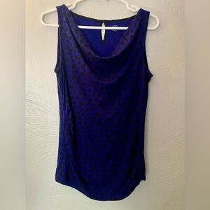 Loft cowl neck blue and black polka dot tank